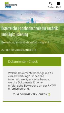 Vorschau der mobilen Webseite www.technikum-wien.at, Technikum Wien