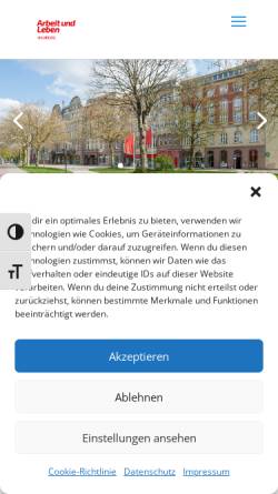 Vorschau der mobilen Webseite hamburg.arbeitundleben.de, Arbeit und Leben Hamburg e.V. (DGB/VHS)