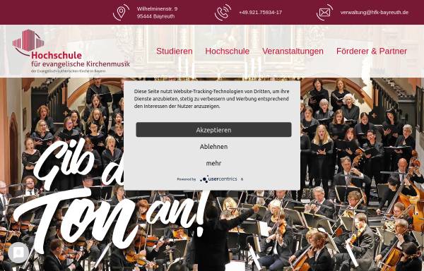 Vorschau von www.hfk-bayreuth.de, Hochschule für evangelische Kirchenmusik Bayreuth