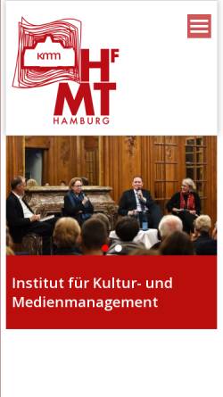 Vorschau der mobilen Webseite kmm-hamburg.de, Institut für Kultur- und Medienmanagement
