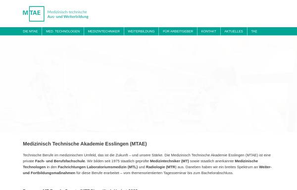 Vorschau von www.mtae.de, Medizinisch-Technische Akademie Esslingen