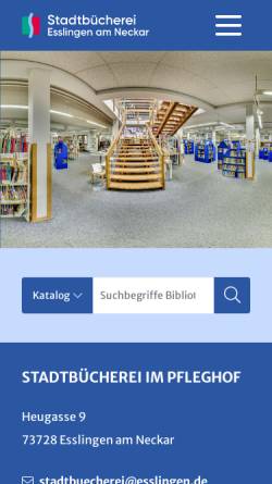 Vorschau der mobilen Webseite www.stadtbuecherei.esslingen.de, Stadtbücherei Esslingen