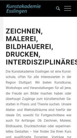Vorschau der mobilen Webseite www.kunstakademie-es.de, Kunstakademie Esslingen