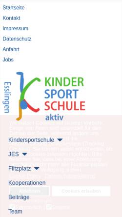 Vorschau der mobilen Webseite www.kiss-esslingen.de, KiSS Kinder Sportschule Esslingen