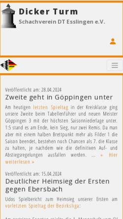 Vorschau der mobilen Webseite www.sv-dicker-turm-esslingen.de, Schachvereins Dicker Turm Esslingen am Neckar e. V.