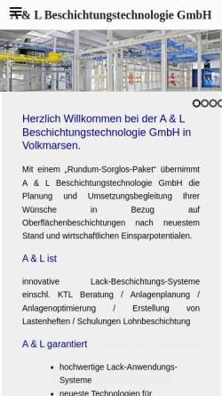 Vorschau der mobilen Webseite www.aundlindustrielack.de, A und L Beschichtungstechnologie GmbH