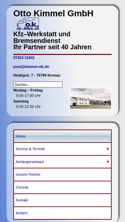 Vorschau der mobilen Webseite www.kimmel-nfz.de, Otto Kimmel GmbH