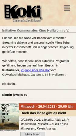 Vorschau der mobilen Webseite www.koki-heilbronn.de, Initiative Kommunales Kino Heilbronn e.V.
