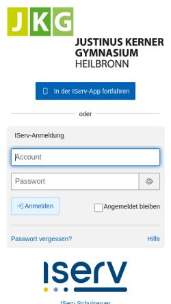 Vorschau der mobilen Webseite jkg-heilbronn.de, Justinus-Kerner-Gymnasium