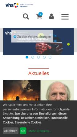 Vorschau der mobilen Webseite www.vhs-heilbronn.de, Volkshochschule Heilbronn