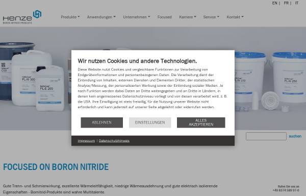 Vorschau von www.henze-bnp.de, Boron Nitride Products GmbH