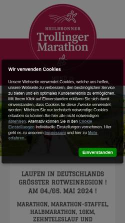 Vorschau der mobilen Webseite www.trollinger-marathon.de, Heilbronner Trollinger-Marathon
