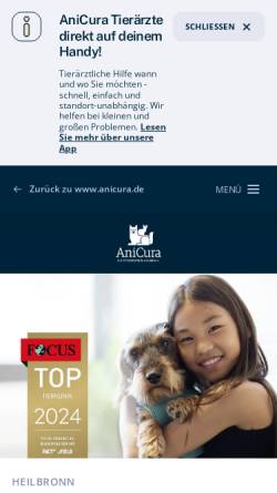 Vorschau der mobilen Webseite www.kleintierklinik-hn.de, AniCura Kleintierzentrum Heilbronn