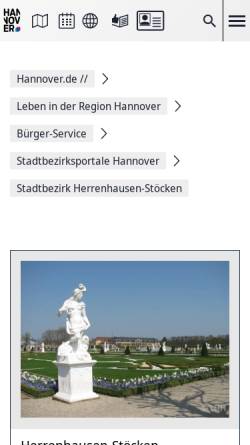 Vorschau der mobilen Webseite www.hannover.de, Bezirksrat Herrenhausen-Stöcken