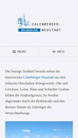 Vorschau der mobilen Webseite www.calenberger-neustadt.de, Die Calenberger Neustadt