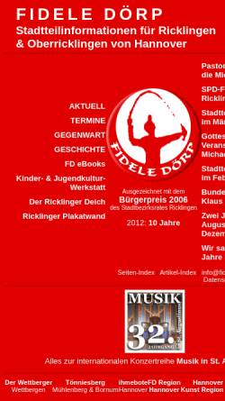 Vorschau der mobilen Webseite www.fidele-doerp.de, Fidele Dörp - Ricklingen