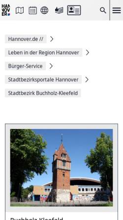 Vorschau der mobilen Webseite www.hannover.de, Stadtbezirk Buchholz-Kleefeld