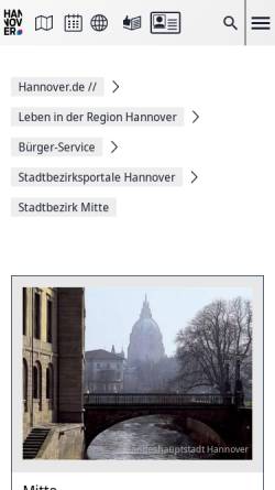 Vorschau der mobilen Webseite www.hannover.de, Stadtbezirk Mitte