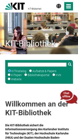 Vorschau der mobilen Webseite www.bibliothek.kit.edu, Universitätsbibliothek Karlsruhe