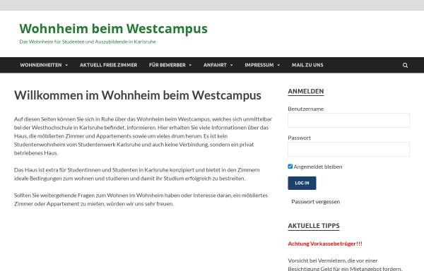 Vorschau von www.studenten-zimmer.de, Wohnheim beim Westcampus in Karlsruhe
