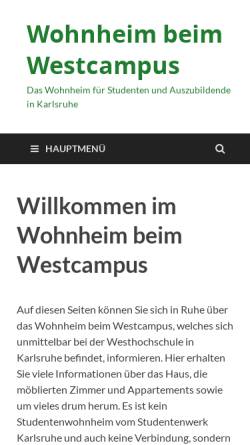 Vorschau der mobilen Webseite www.studenten-zimmer.de, Wohnheim beim Westcampus in Karlsruhe
