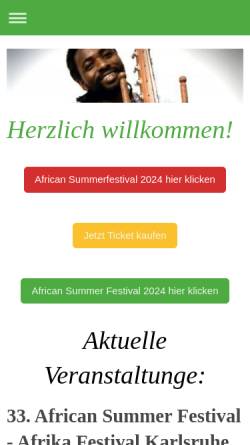 Vorschau der mobilen Webseite www.africansummerfestival.de, African Summer Festival