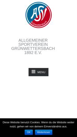 Vorschau der mobilen Webseite www.asv-gruenwettersbach.com, Allgemeiner Sportverein Grünwettersbach 1892 e.V.