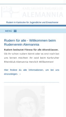 Vorschau der mobilen Webseite www.rheinklub-alemannia.de, Karlsruher Rheinklub Alemannia e.V.