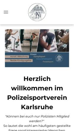 Vorschau der mobilen Webseite www.psv-karlsruhe.de, Polizeisportverein Karlsruhe e.V.