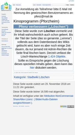 Vorschau der mobilen Webseite www.pfenz.de, Kinoprogramm - Stadtwiki Pforzheim-Enz