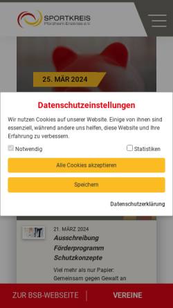 Vorschau der mobilen Webseite www.sportkreis-pforzheim.de, Sportkreis Pforzheim