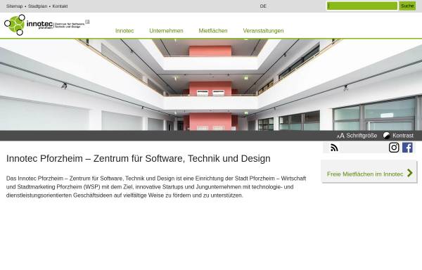 Vorschau von www.innotec-pforzheim.de, Innotec Pforzheim – Zentrum für Software, Technik und Design