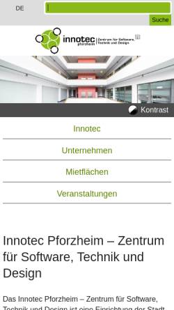 Vorschau der mobilen Webseite www.innotec-pforzheim.de, Innotec Pforzheim – Zentrum für Software, Technik und Design
