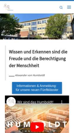 Vorschau der mobilen Webseite hgu.schule.ulm.de, Humboldt-Gymnasium