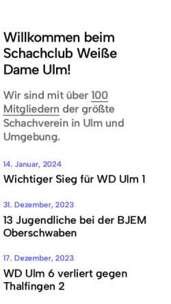 Vorschau der mobilen Webseite www.weisse-dame-ulm.de, Schachklub Weiße Dame Ulm e. V.