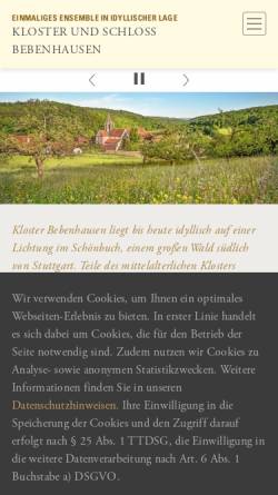 Vorschau der mobilen Webseite www.kloster-bebenhausen.de, Schlösser-Magazin: Kloster und Schloss Bebenhausen