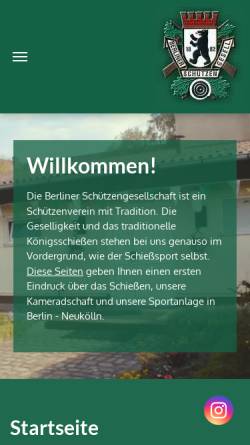 Vorschau der mobilen Webseite www.bsg1882.de, Berliner Schützengesellschaft e.V., gegründet 1882