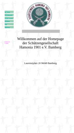 Vorschau der mobilen Webseite www.hamoniabamberg.de, Schützengesellschaft Hamonia 1901 e.V. Bamberg