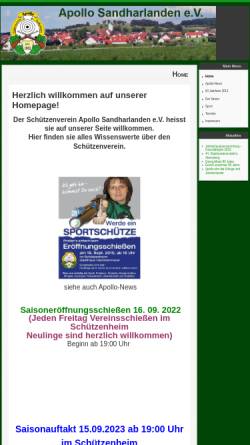 Vorschau der mobilen Webseite www.apollo-sandharlanden.de, Schützenverein Apollo Sandharlanden