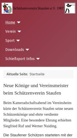 Vorschau der mobilen Webseite www.sv-staufen.de, Schützenverein Staufen e.V. 1907