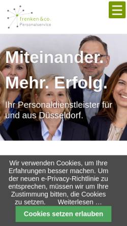 Vorschau der mobilen Webseite frenkenundco.de, Frenken und Co Personalservice