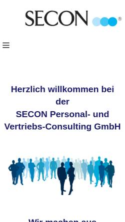 Vorschau der mobilen Webseite www.secon-personalberatung.com, Secon Personal- und Vertriebs-Consulting GmbH