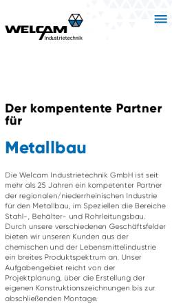Vorschau der mobilen Webseite welcam.de, Welcam Industrietechnik GmbH