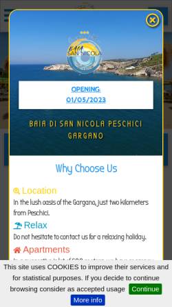 Vorschau der mobilen Webseite www.baiasannicola.it, Camping Villaggio Baia San Nicola