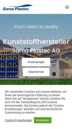Vorschau der mobilen Webseite www.sarna-plastec.ch, Sarna Plastec AG