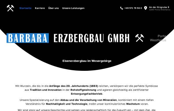 Vorschau von barbara-erzbergbau.de, Barbara Rohstoffbetriebe GmbH