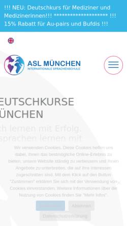 Vorschau der mobilen Webseite www.aslsprachen.de, ASL Sprachenschule