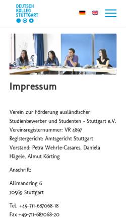 Vorschau der mobilen Webseite deutschkolleg-stuttgart.de, Deutschkolleg Stuttgart