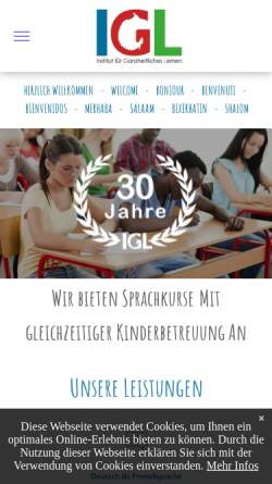 Vorschau der mobilen Webseite www.igl-seminare.de, IGL Institut für Ganzheitliches Lernen