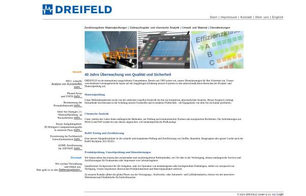 Vorschau von www.dreifeld.de, Dreifeld Materialprüftechnik GmbH